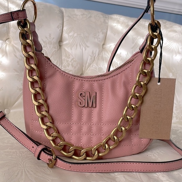 Brand New Steve Madden Blush Bliisa Chunky Gold Tone Chain Crossbody Purse - Picture 15 of 15
